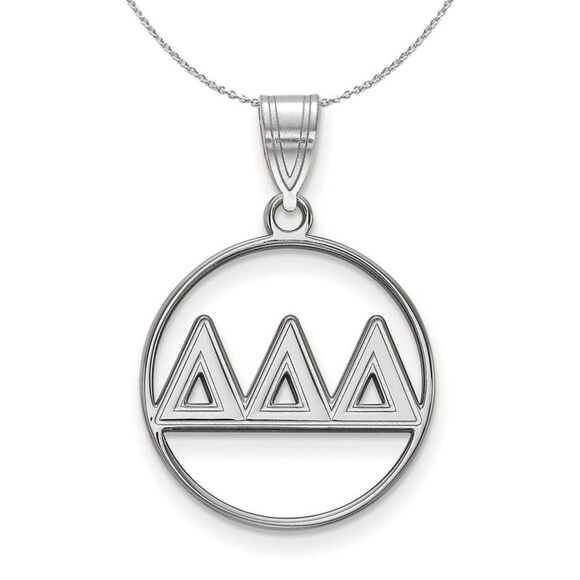 Sterling Silver Delta Delta Delta Medium Circle Greek Necklace - 24 In - Picture 1 of 8